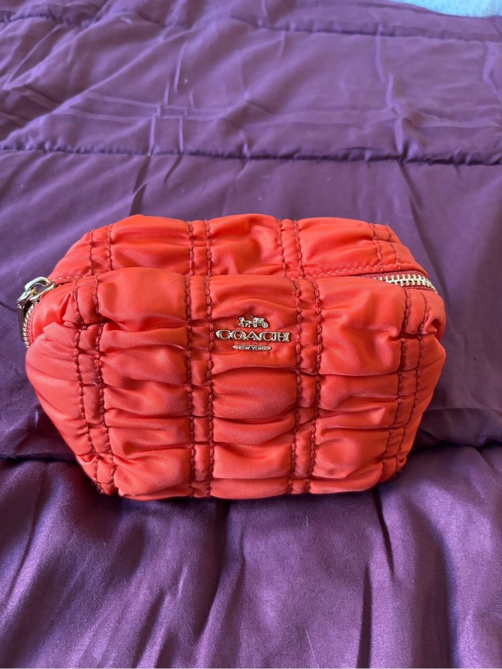 Coach Orange Festive Small Boxy Cosmetic Case
